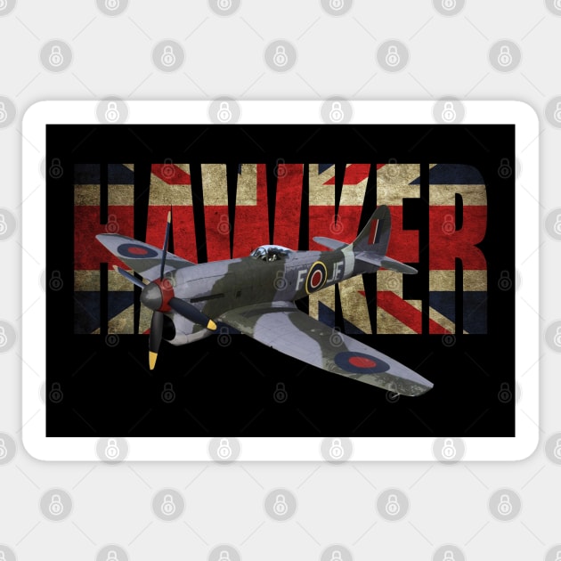 British Hawker Tempest WW2 Fighter Plane RAF Union Jack Sticker by Dirty Custard Designs 